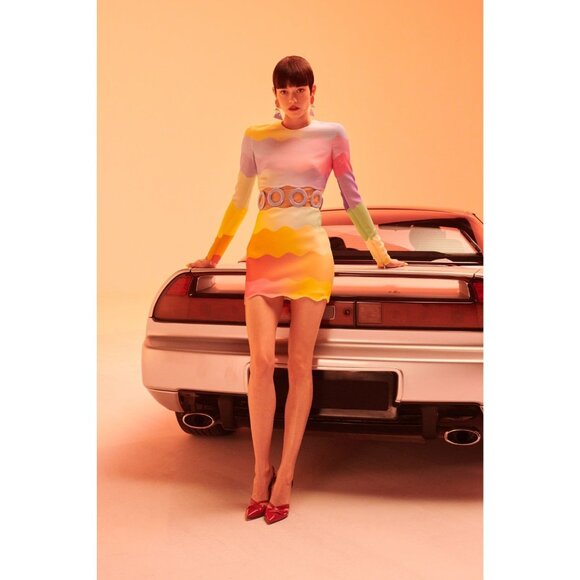 CASABLANCA Waist Cut Bodycon Dress in Rainbow 36 New Mini Cocktail Womens - Picture 15 of 15